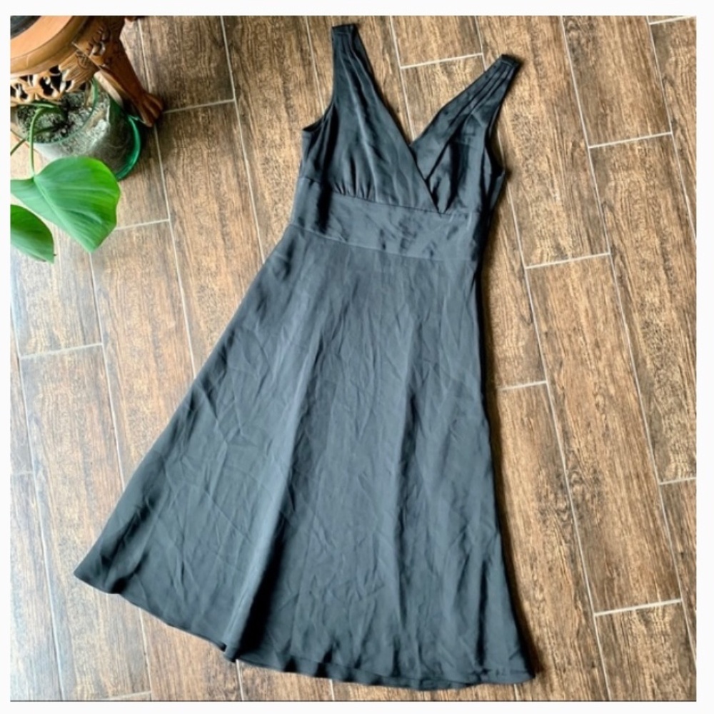 J Crew Silk Black Dress Faux Wrap V-Neckline 6